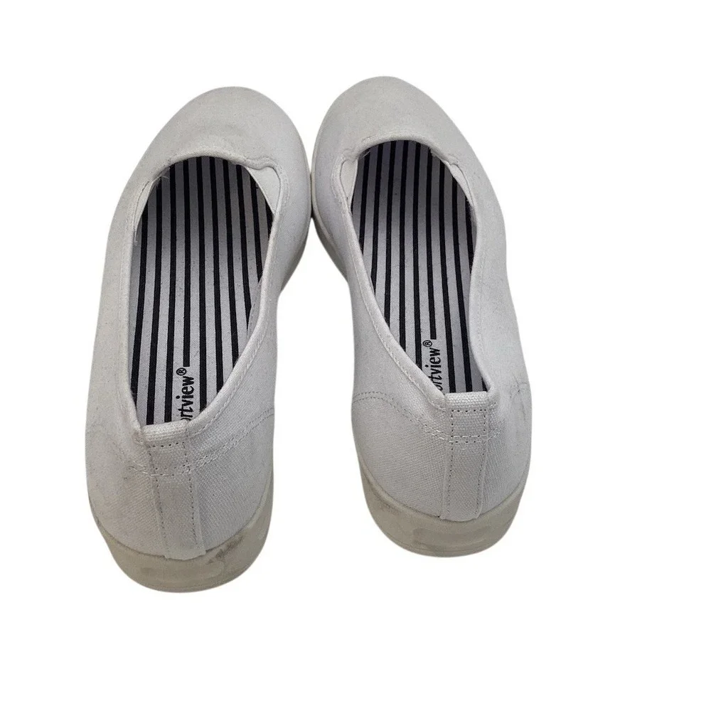 Comfortview Womens Slip-On Sneakers White Canvas Twin‎ Gore Casual Shoes